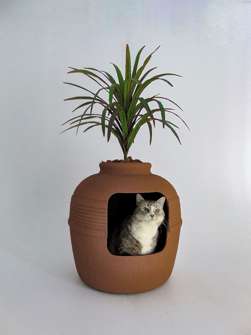 Red Clay Textured Tuscany Hidden Litter Cat Box New Yucca Plant Cat