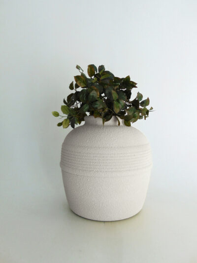Linen White Sandstone Tuscany Hidden Litter Cat Box With Green Philodendron Ivy Bush - Image 2